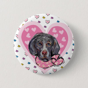 Weimaraner Valentine Pinback Button