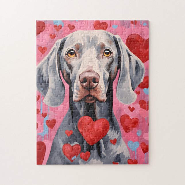 Weimaraner Valentines day Jigsaw Puzzle (Vertical)