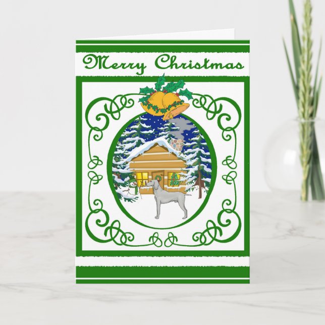 Weimaraner Vintage Christmas Holiday Card (Front)