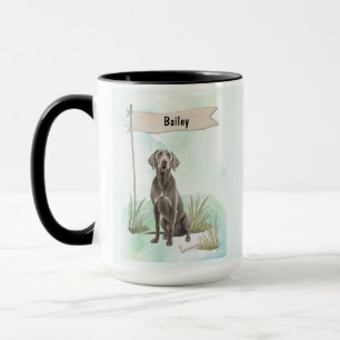Weimaraner Watercolor Personalized Dog Mug