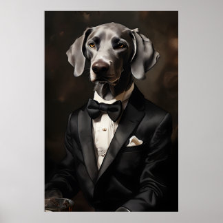 Weimaraner Wearing a Tuxedo Ink Vertical Poster