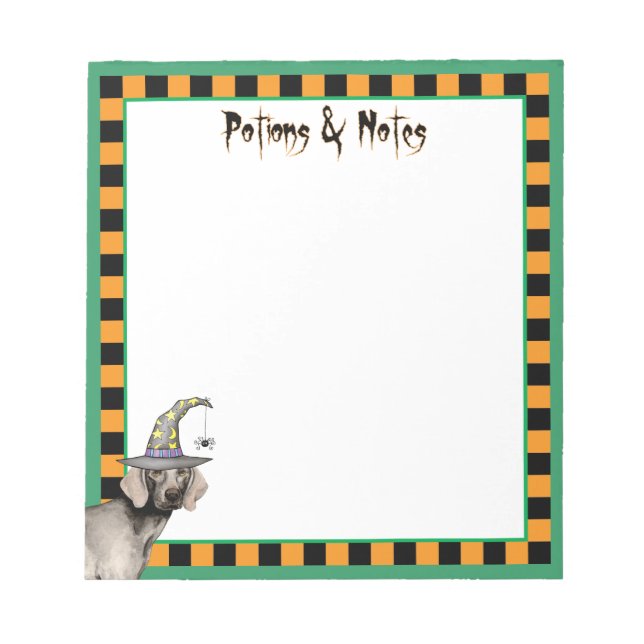 Weimaraner Witch Notepad (Front)