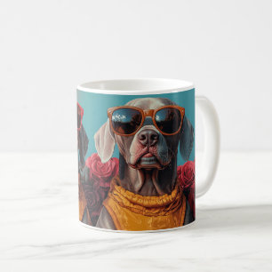 Weimaraner with Heart Roses Valentine's Day Coffee Mug