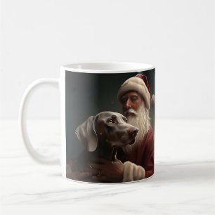 Weimaraner With Santa Claus Festive Christmas Coffee Mug