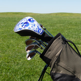 Weimaraners, Rabbits and Birds Otomi Blue & White  Golf Head Cover