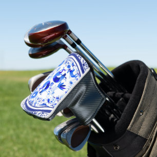 Weimaraners, Rabbits and Birds Otomi Blue & White Golf Head Cover
