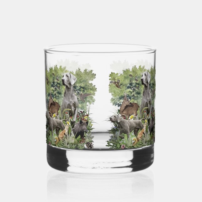 Weimaraners Whiskey Glass (Front)
