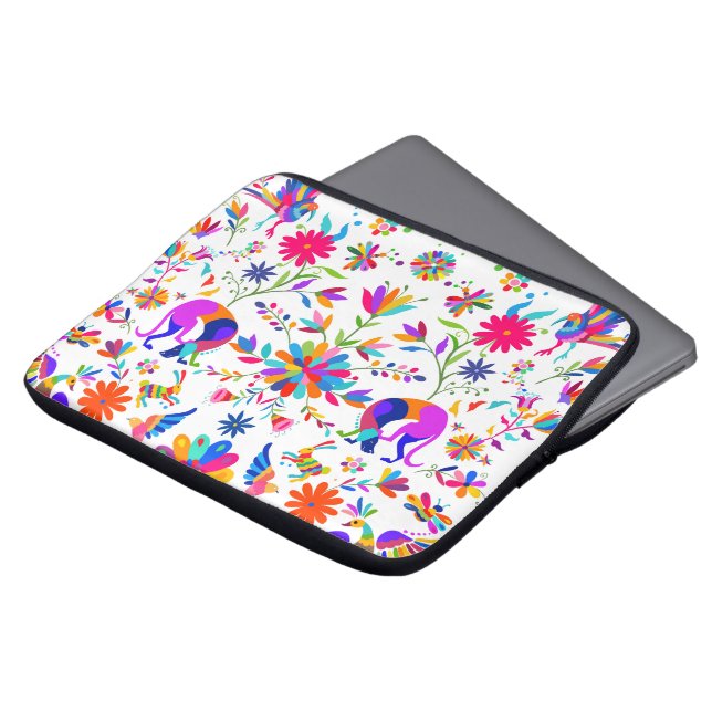 Weims, Rabbits, & Birds Otomi styled pattern  Laptop Sleeve (Front Top)