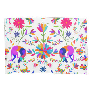 Weims, Rabbits, & Birds Otomi styled pattern  Pillow Case