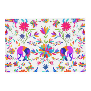 Weims, Rabbits, & Birds Otomi styled pattern Placemat