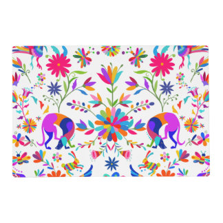 Weims, Rabbits, & Birds Otomi styled pattern Placemat