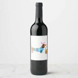 Weiner Daschund Easter Doxie In Dog Wine Label