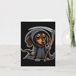 Weiner Dog Halloween Dachshund Grim Reaper Card