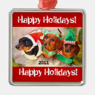 Weiner Dog Happy Holiday Ornament