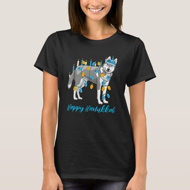 Weiner Dog Menorah Festive Mazel Tov Hanukkah Jewi T-Shirt (Front)