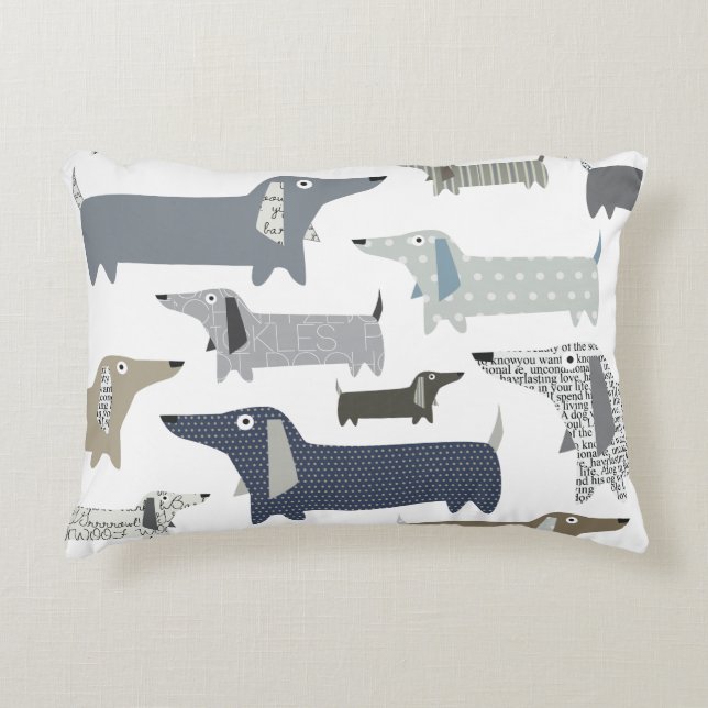 Weiner Dog Pattern Pillow (Front)