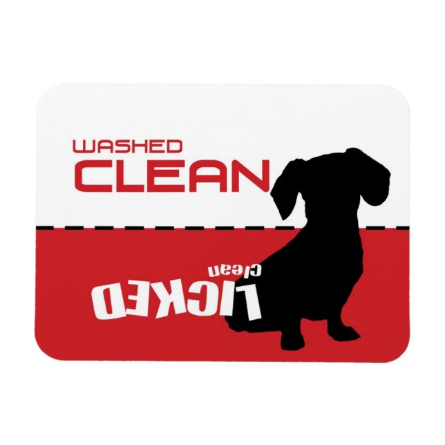 Weiner Dog, Puppy Dishwasher Magnet - Licked Clean (Horizontal)