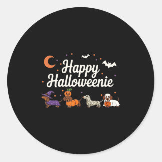 Weiner Dog Witch Happy Halloweenie Cute Halloween  Classic Round Sticker
