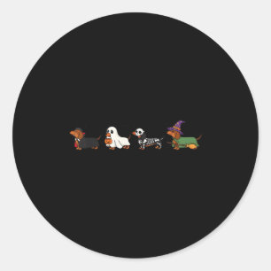 Weiner Dog Witch Happy Halloweenie Cute Halloween Classic Round Sticker