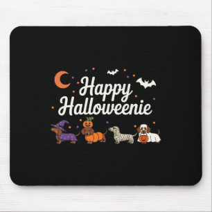 Weiner Dog Witch Happy Halloweenie Cute Halloween Mouse Pad