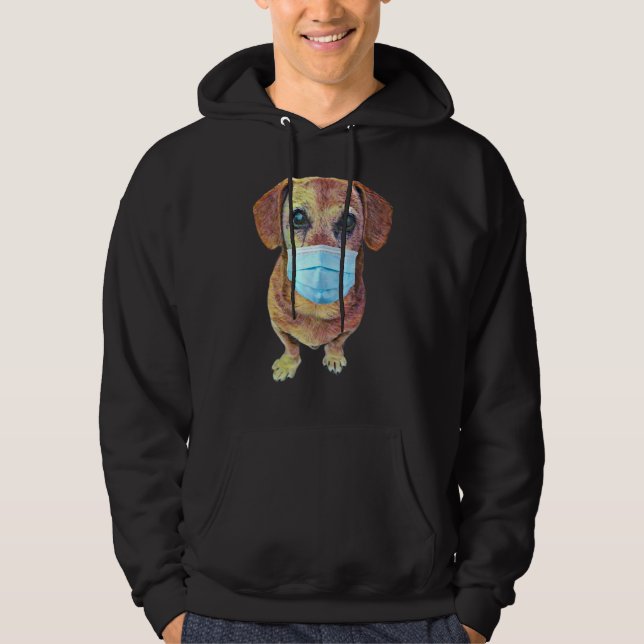 Weiner Dog With A Mask On Hoodie (Front)