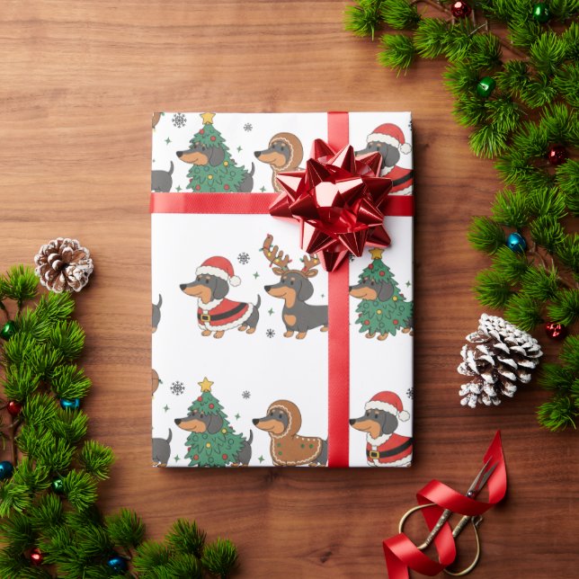 Weiner Dogs Christmas Holiday Wrapping Paper (Holiday Gift)