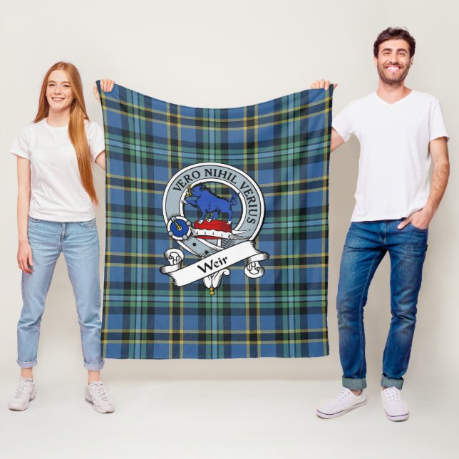 Weir Ancient Clan Badge Tartan Plaid Fleece Blanket (In Situ)