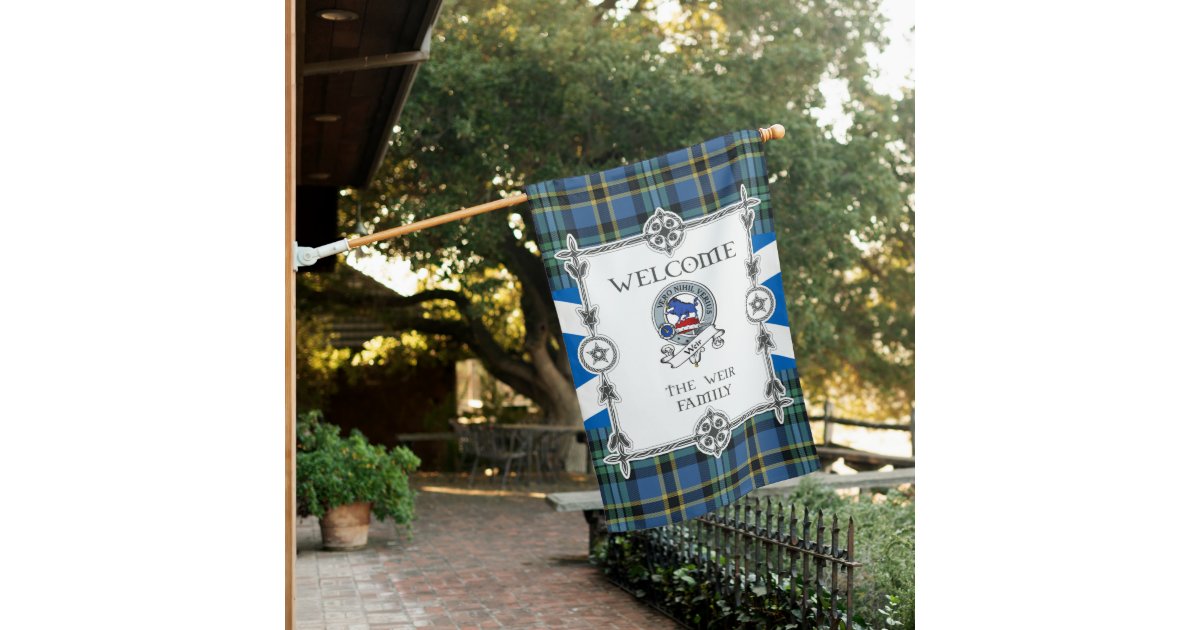 Weir Ancient Tartan Crest Garden Flag - Celtic Thistle Style