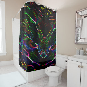 Weird and abstract confusion of colorful scratches shower curtain