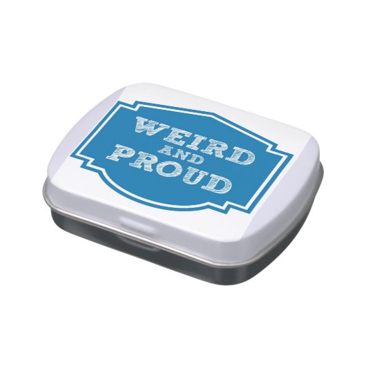 Weird and proud and delicious jelly belly tin (Side)