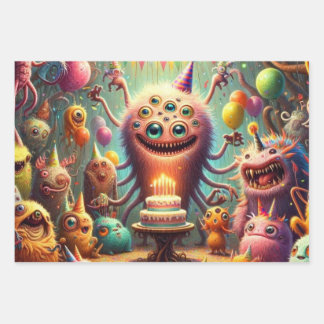 Weird Birthday Party Wrapping Paper Sheets