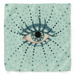 Weird Blue Eye With Dots Abstract Psychedelic Art Bandana