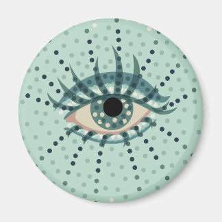 Weird Blue Eye With Dots Abstract Psychedelic Art Magnet