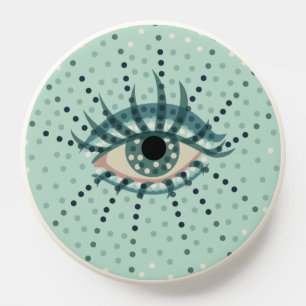 Weird Blue Eye With Dots Abstract Psychedelic Art PopSocket