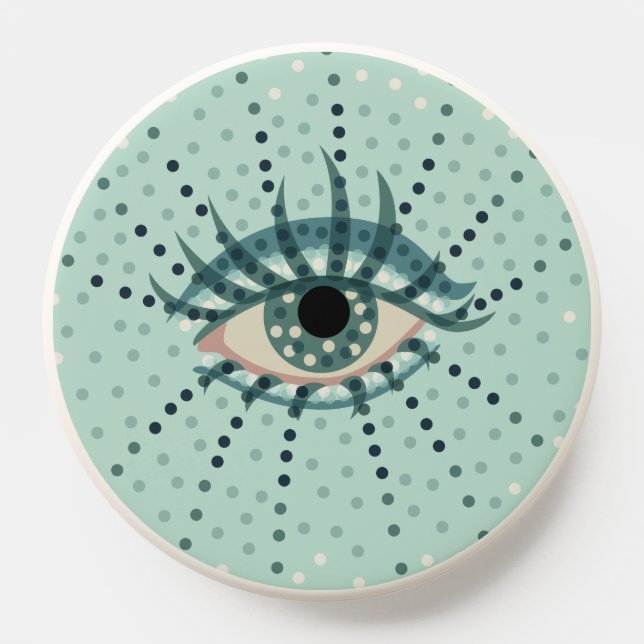 Weird Blue Eye With Dots Abstract Psychedelic Art PopSocket (Popsocket)