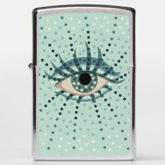 Weird Blue Eye With Dots Abstract Psychedelic Art Zippo Lighter