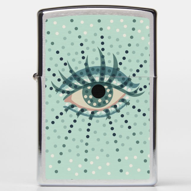 Weird Blue Eye With Dots Abstract Psychedelic Art Zippo Lighter (Front)