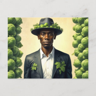 Weird Brussels Sprouts Man Postcard