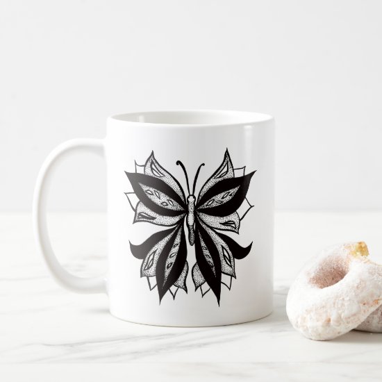 Weird Butterfly Tattoo Abstract Ink Drawing Coffee Mug
