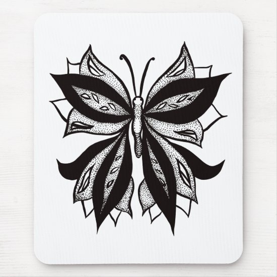 Weird Butterfly Tattoo Abstract Ink Drawing Mouse Pad