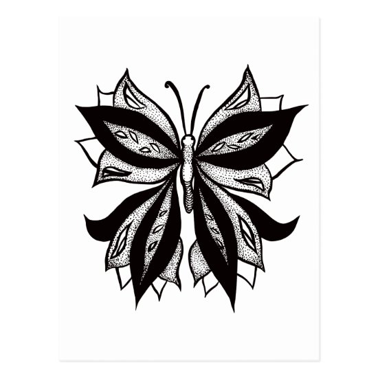 Weird Butterfly Tattoo Abstract Ink Drawing Postcard