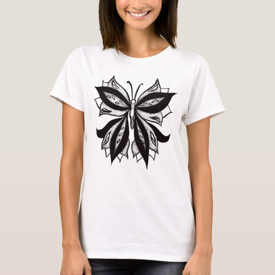 Weird Butterfly Tattoo Abstract Ink Drawing T-Shirt