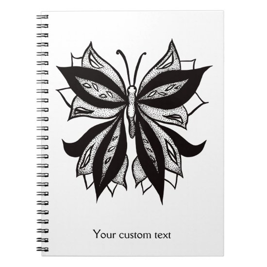 Weird Butterfly Tattoo Abstract Ink Drawing Text Notebook