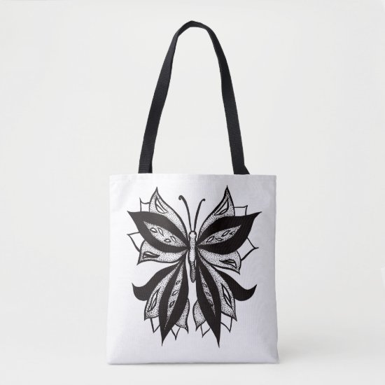 Weird Butterfly Tattoo Ink Drawing Black And White Tote Bag