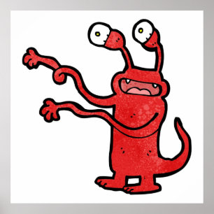 weird cartoon monster poster