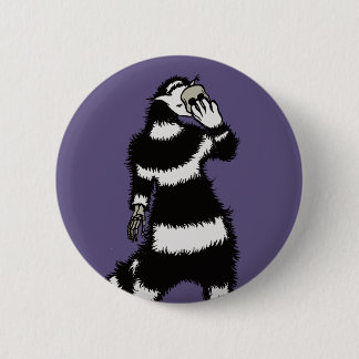 Weird Cat Skull Mask Whimsical Gothic Button