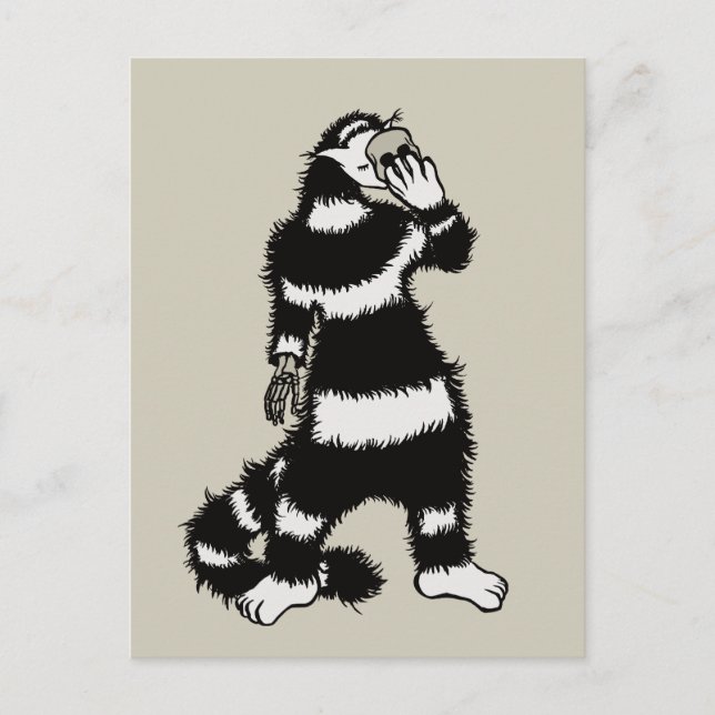 Weird Cat Skull Mask Whimsical Gothic Postcard (Front)