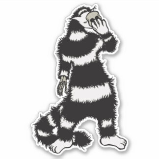 Weird Cat Skull Mask Whimsical Gothic Sticker