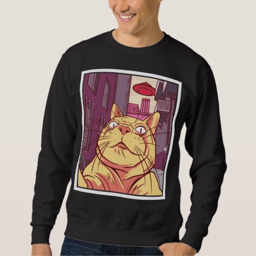 Weird Cat UFO Selfie Sweatshirt