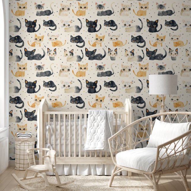 Weird Cats Pattern Wallpaper (Kids)